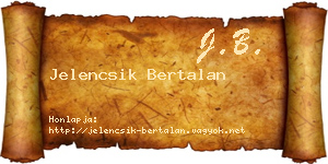Jelencsik Bertalan névjegykártya